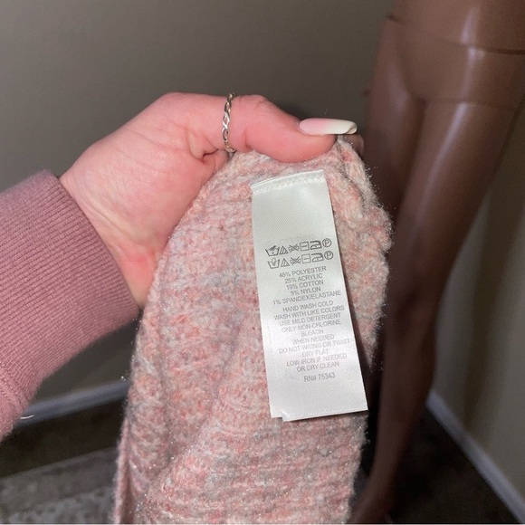 Rachel Roy pale pink speckled knitted crew neck long sleeve sweater soft SZ M - Picture 9 of 11